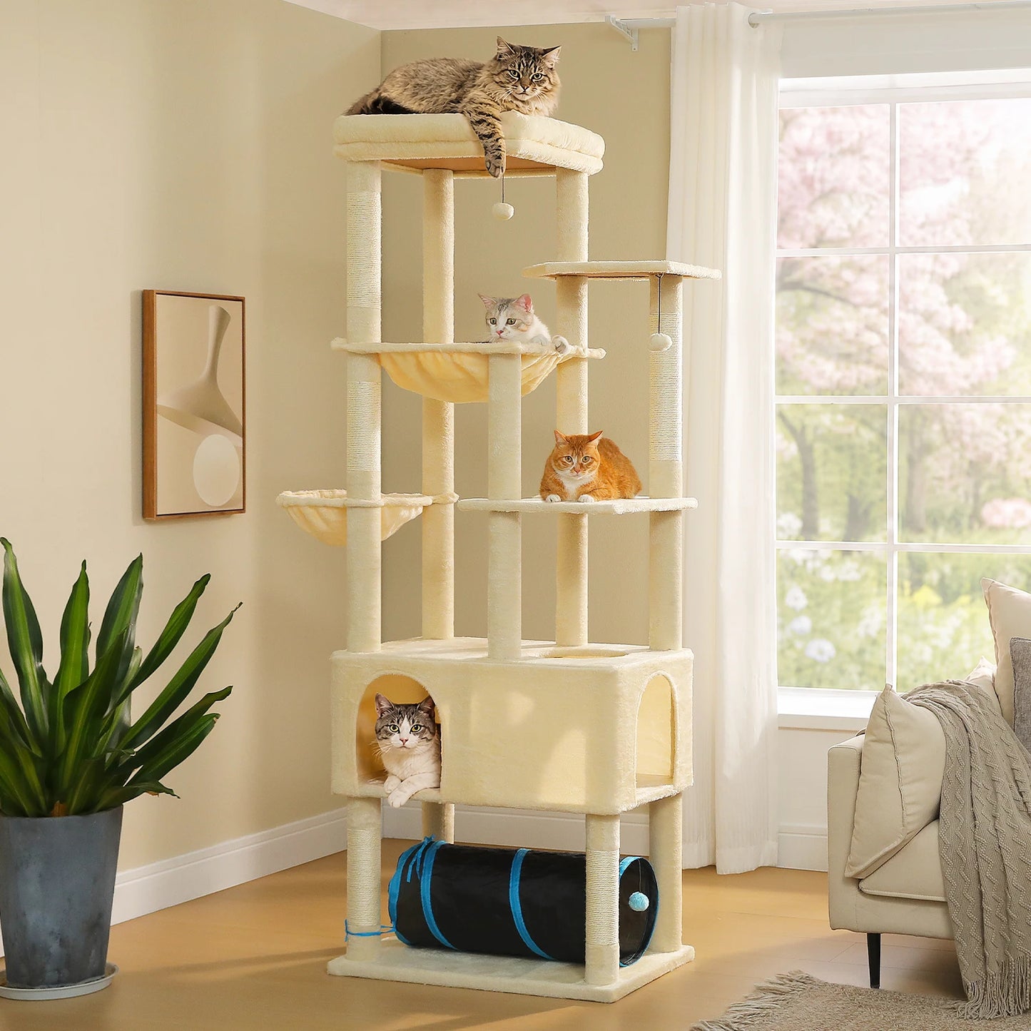 PAWZ Road Tall Cat Tree With Large Condo And Sisal Scratching Posts
