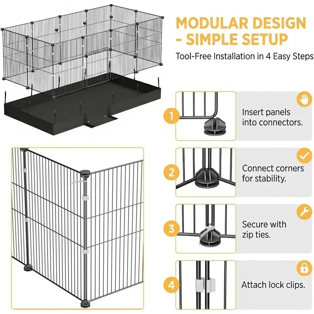 OVOZI DIY Expandable Playpen Cage For Guinea Pigs And Rabbits