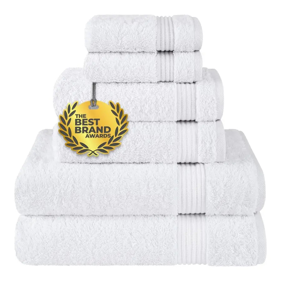 Turkish Cotton 6 Piece Towel Set Absorbent Bath Towels