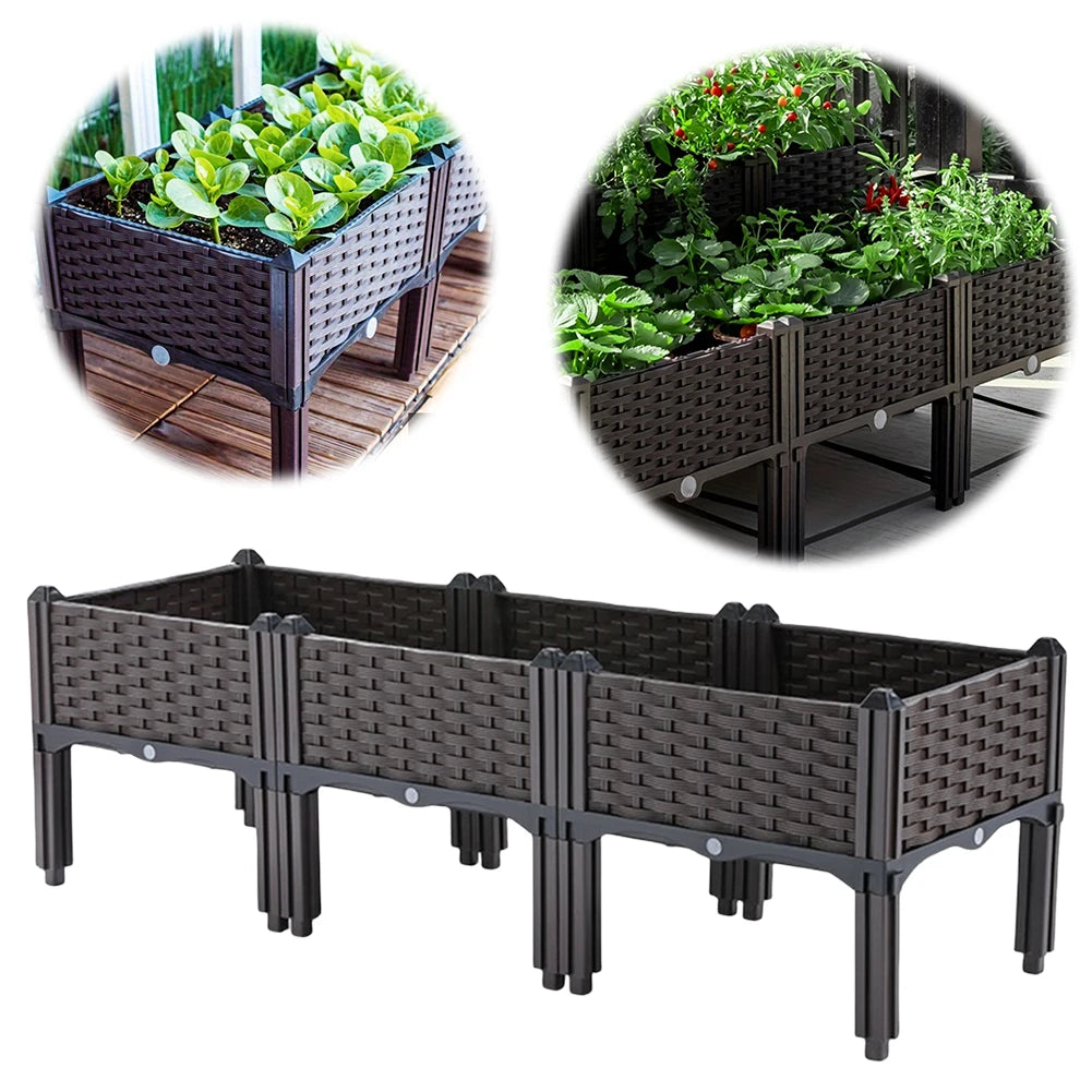 Plastic Raised Garden Bed With Legs Planter Box Drainage Holes