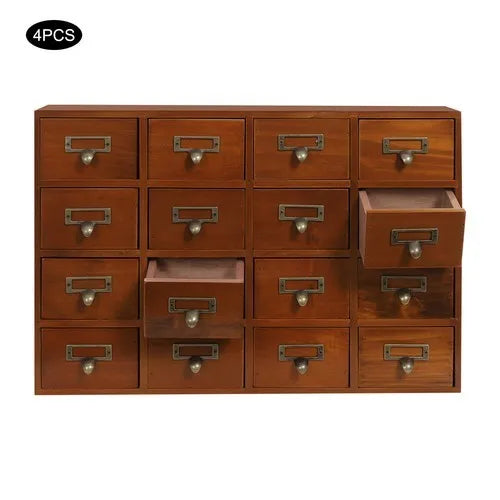 NONECN Pine Wood 64 Drawer Storage Cabinet For Home Office