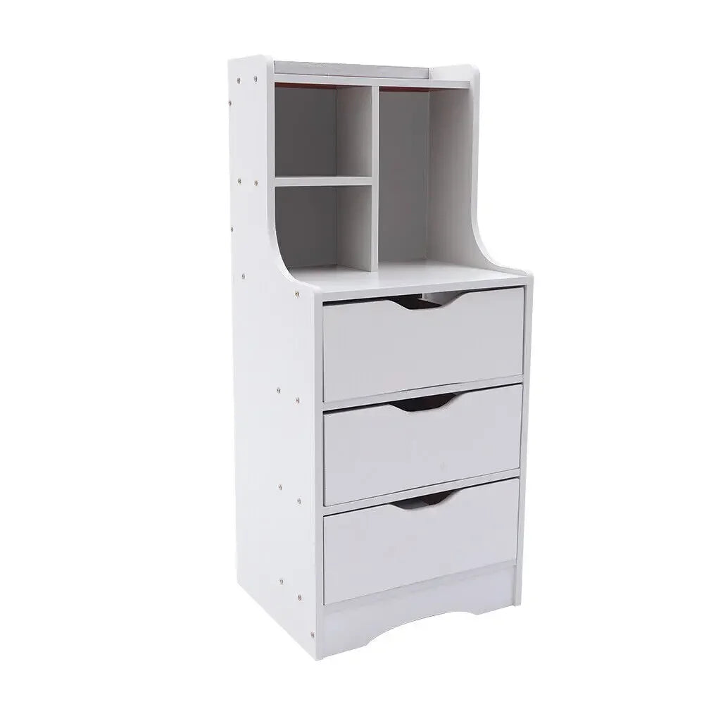 Bymaocar Three-Drawer Nightstand With Open Shelf For Bedside