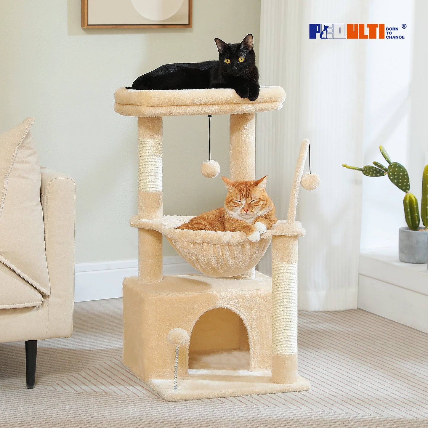 PAWZ Road 4-In-1 Cat Tree With Large Condo And Hammock