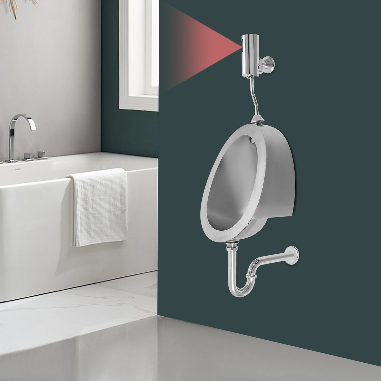 Stainless Steel Wall Mounted Sensor Urinal For Commercial Restrooms
