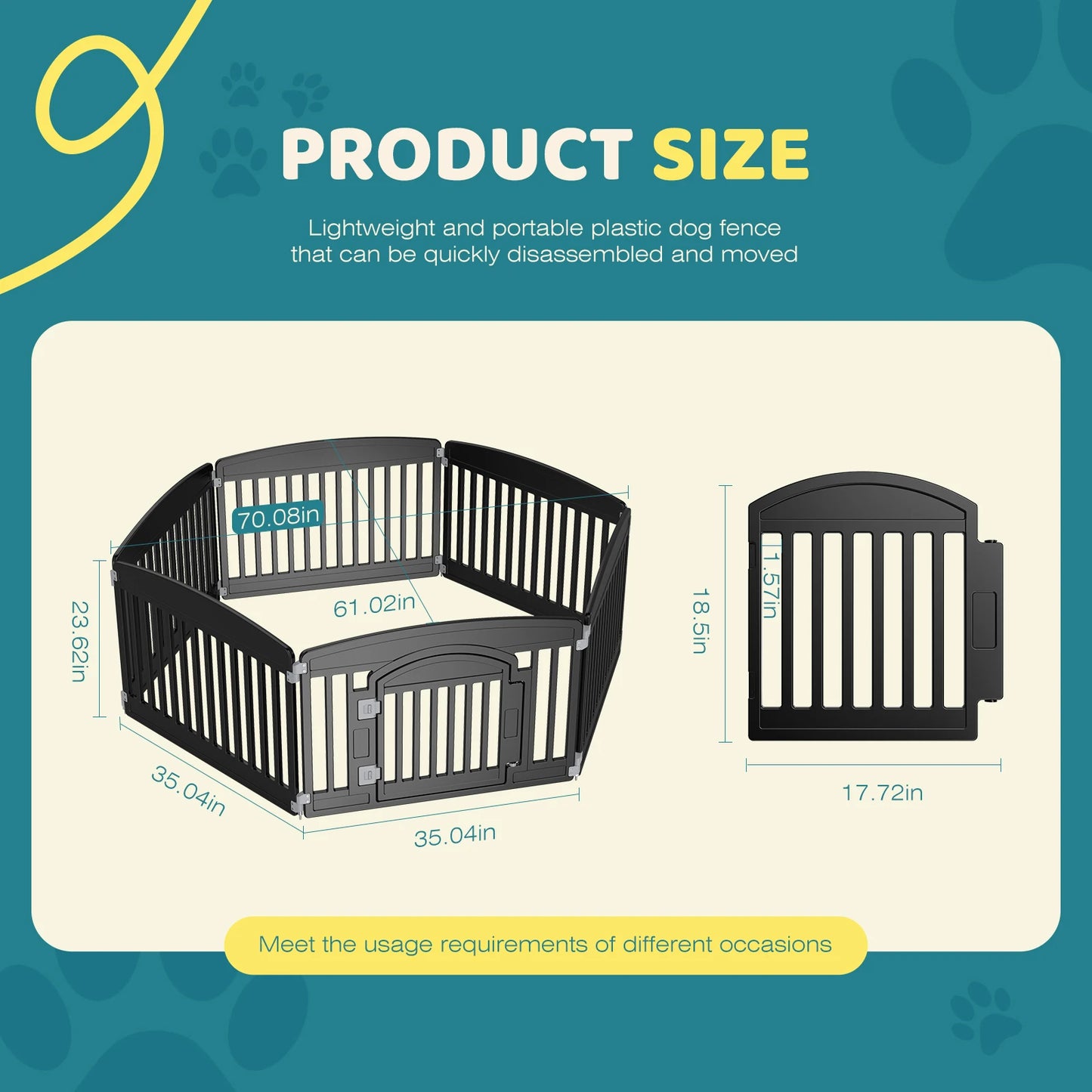 JHK Plastic Dog Playpen Six Panel Expandable Pet Fence Medium Dogs