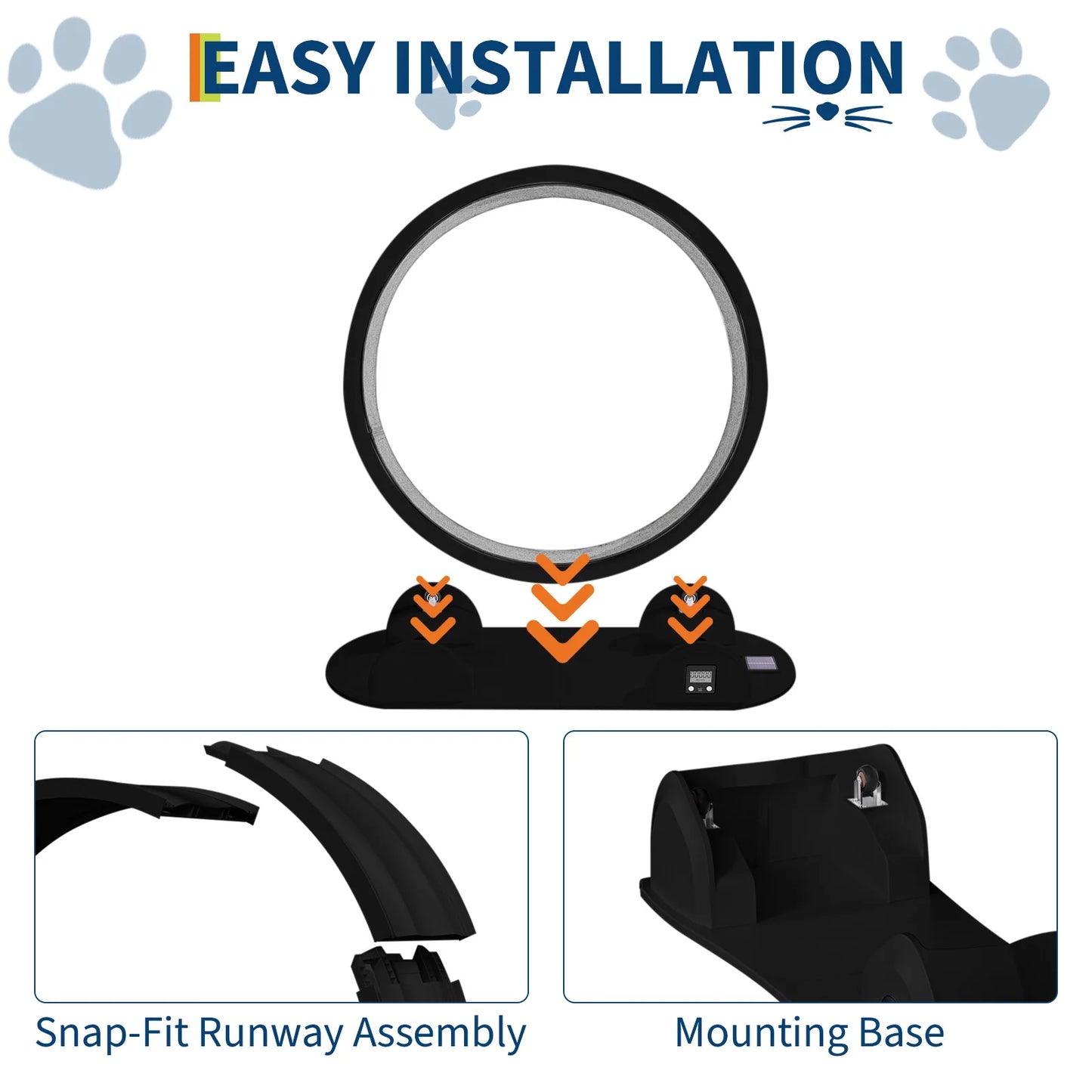 HiMISS Cat Exercise Wheel Super Quiet Pedometer Removable Mat Fitness