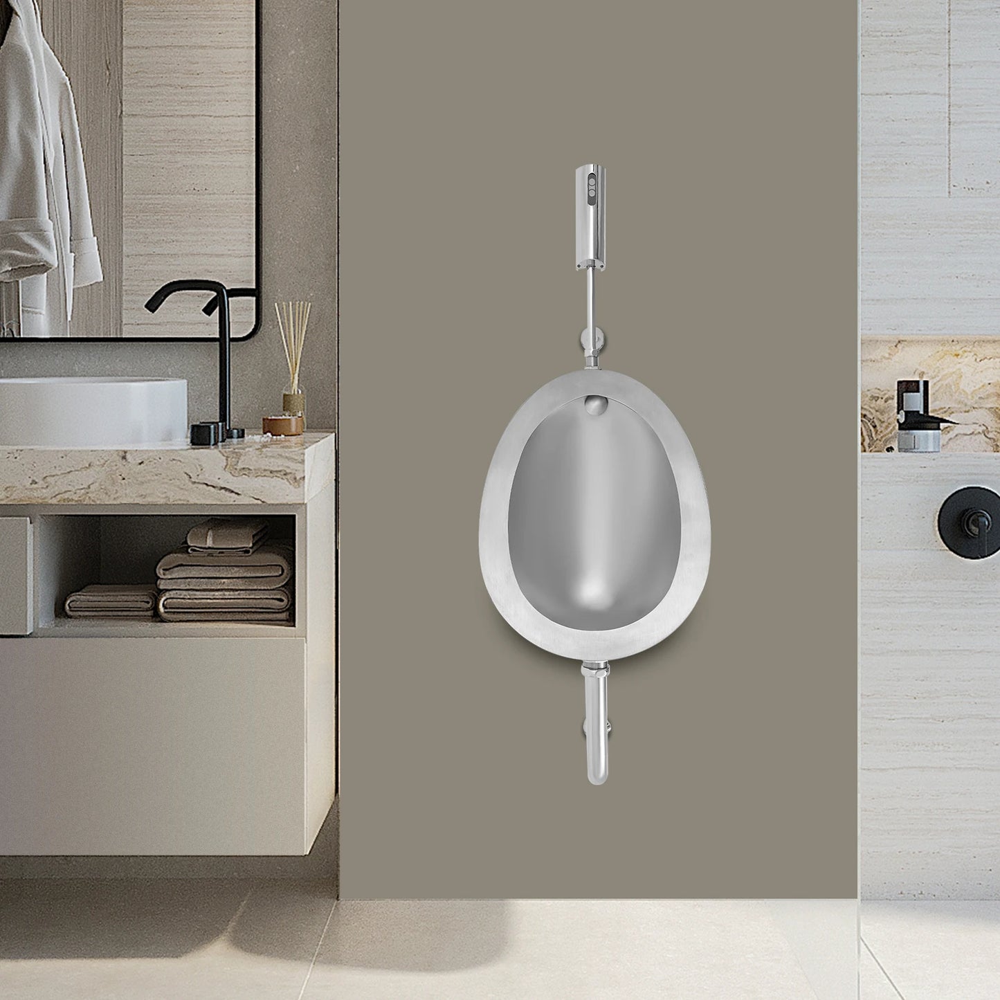 Stainless Steel Wall Mounted Sensor Urinal For Commercial Restrooms
