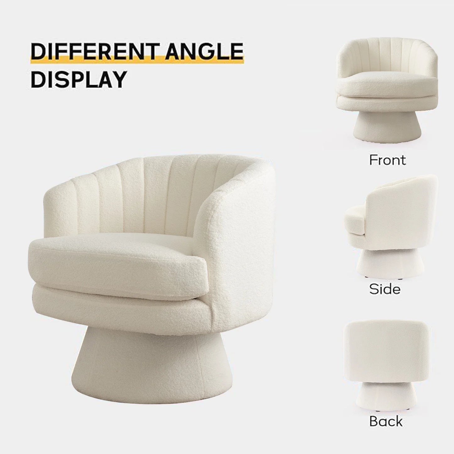 EBELLO 360 Degree Swivel Barrel Chair With Armrests