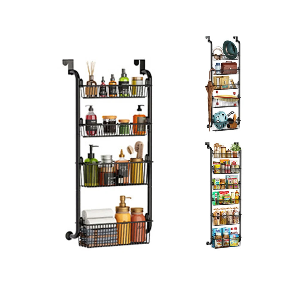 HiMIS Over the Door Storage Organizer Metal Hanging Shelf Adjustable Basket