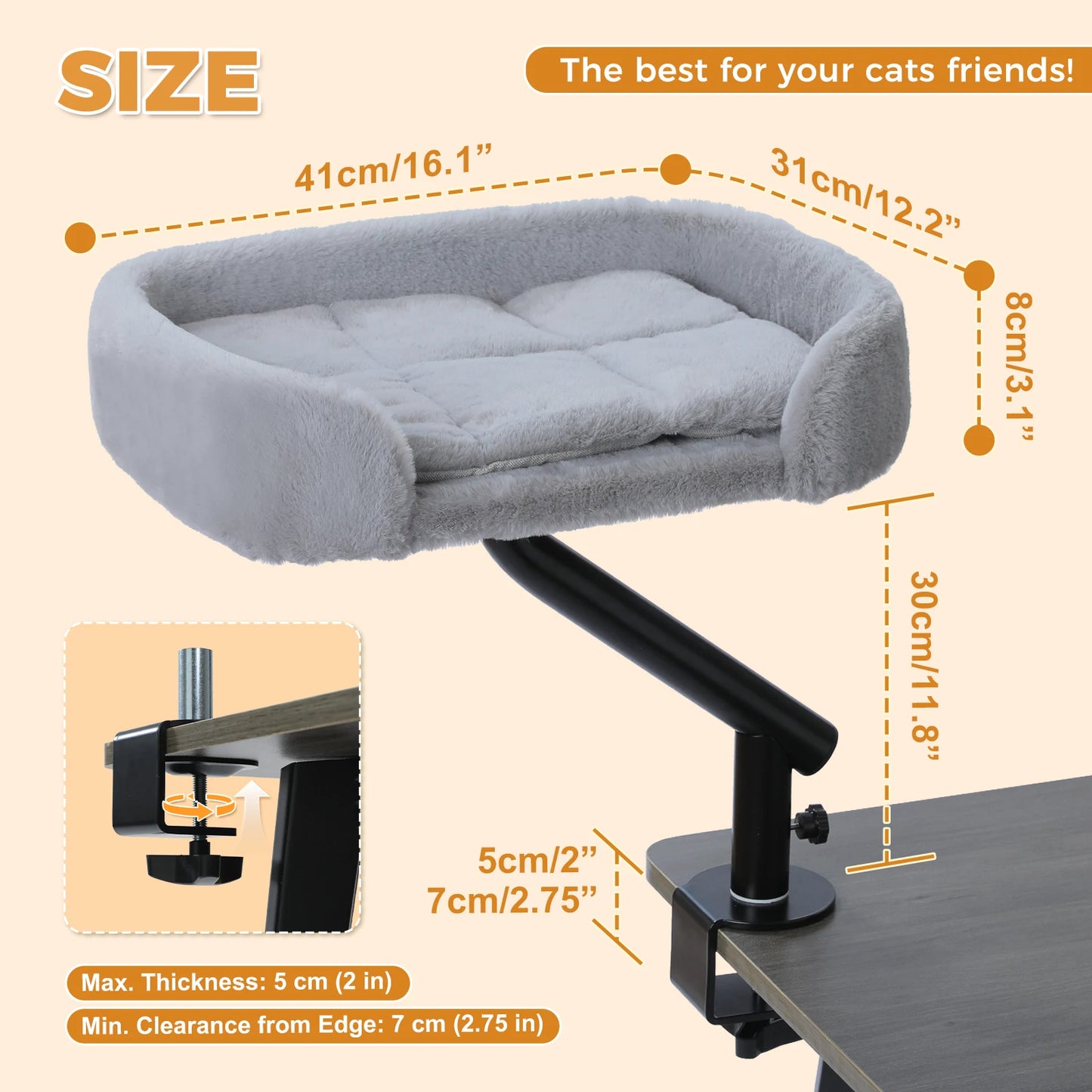 PAWZ Road Cat Desk Bed With 360 Rotatable Stand Hammock