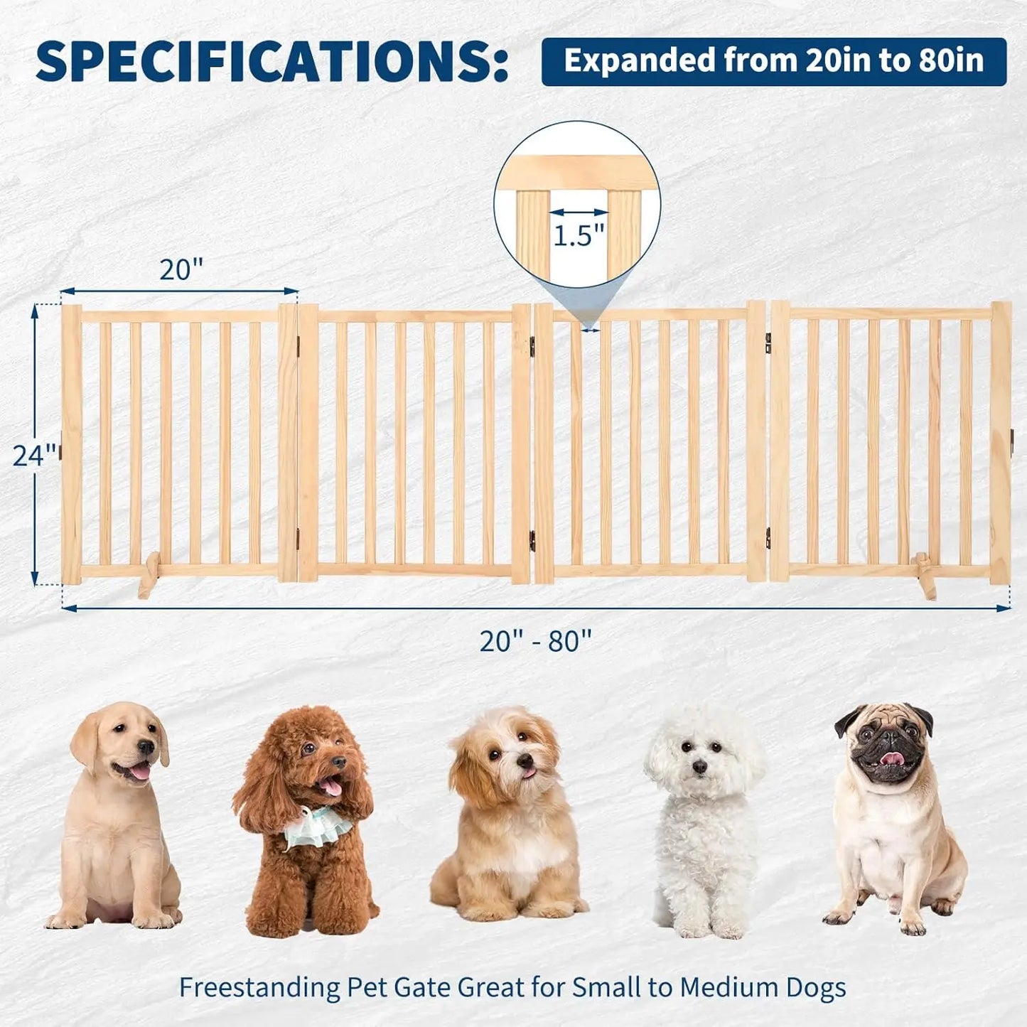 HiMISS Freestanding Dog Gate Foldable Indoor Pet Fence