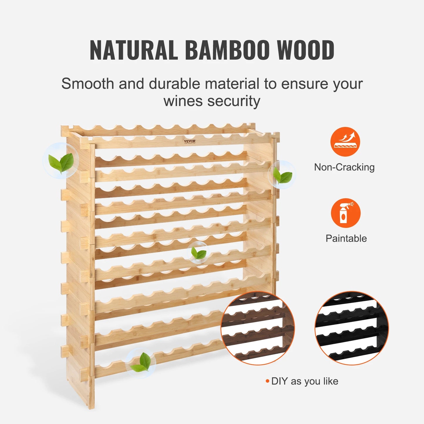 SucceBuy Bamboo 8 Tier Stackable Wine Rack For Kitchen