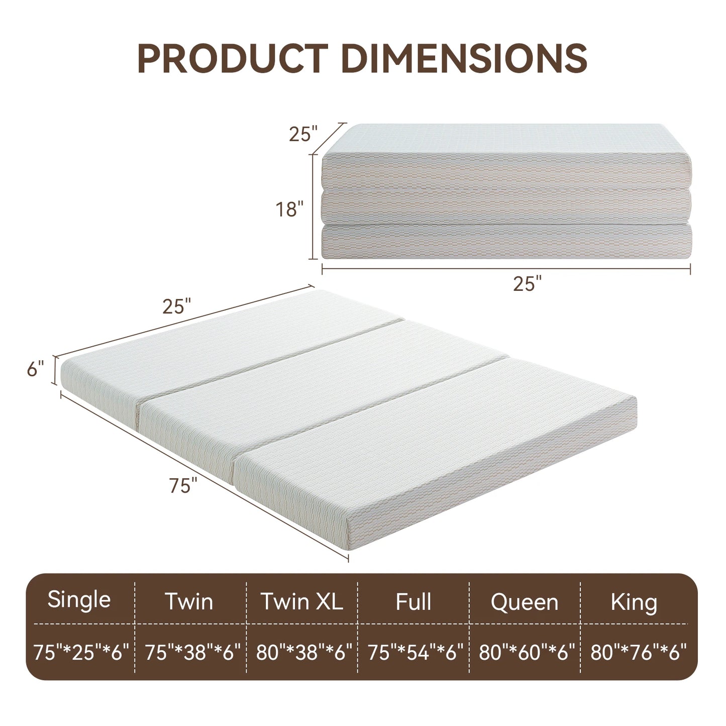 Hcore Tri Fold Memory Foam Mattress With Storage Bag