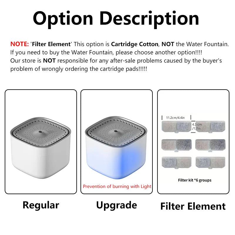 Cat Water Fountain Auto Recirculating Filter USB Quiet