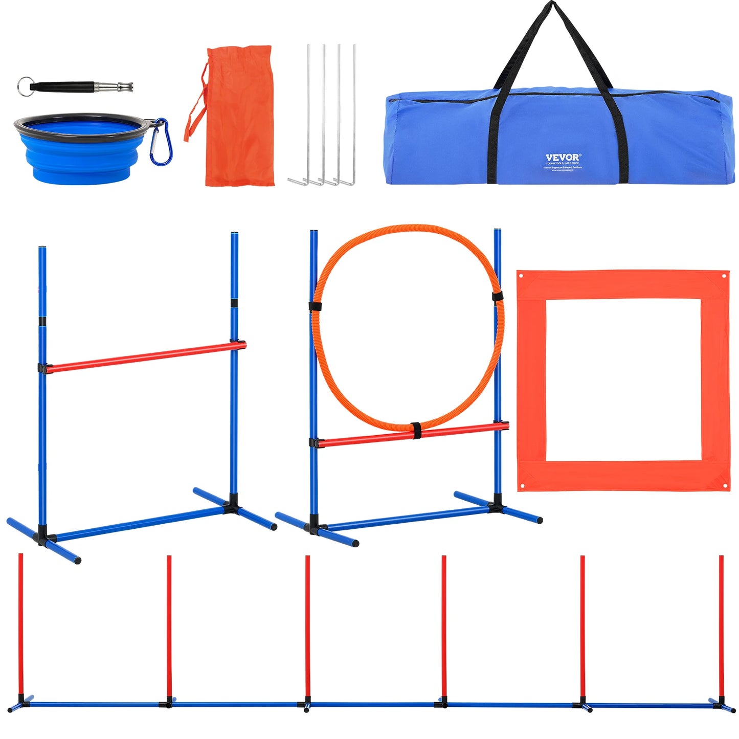 Dog Agility Training Equipment Set With Adjustable Hurdles And Poles