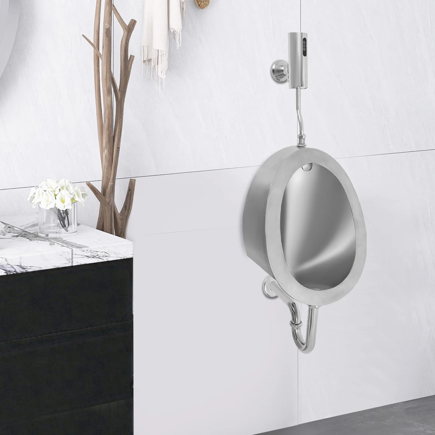Stainless Steel Wall Mounted Sensor Urinal For Commercial Restrooms