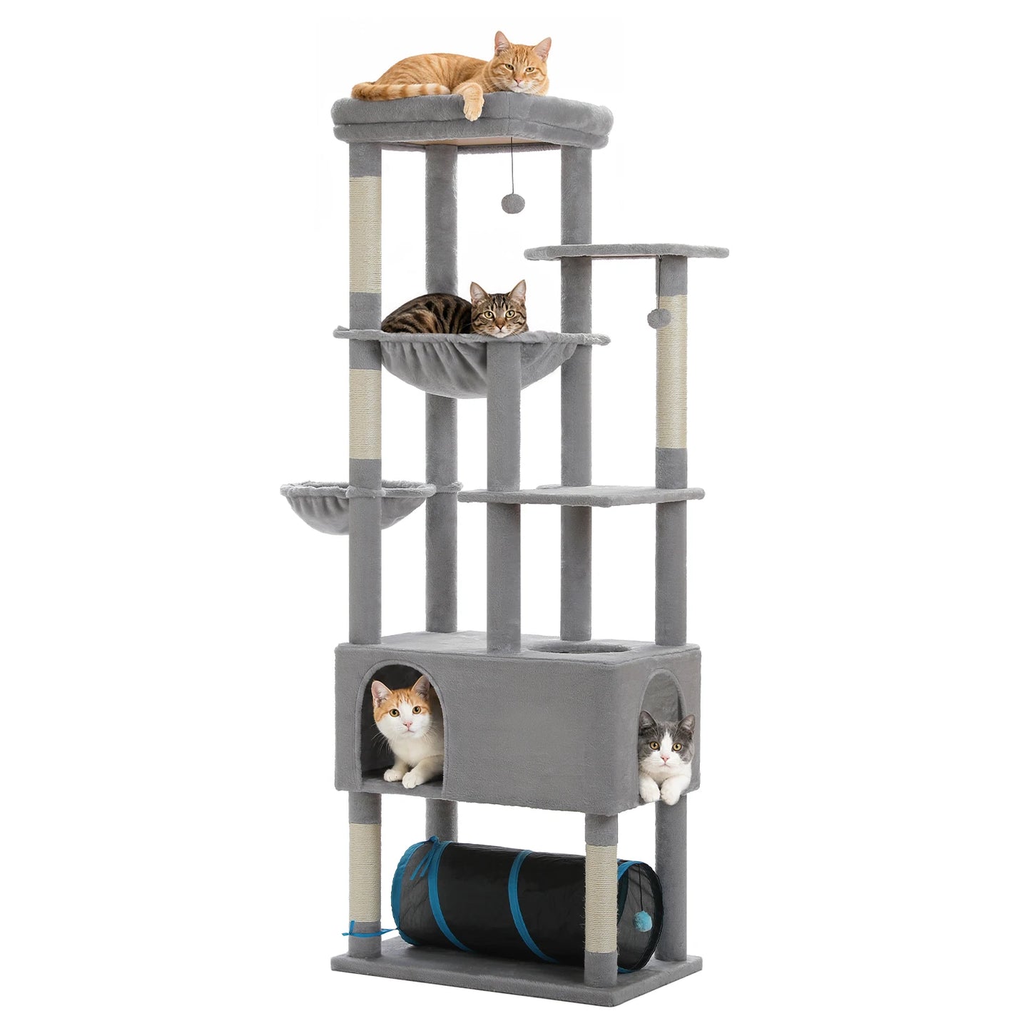 PAWZ Road Tall Cat Tree With Large Condo And Sisal Scratching Posts