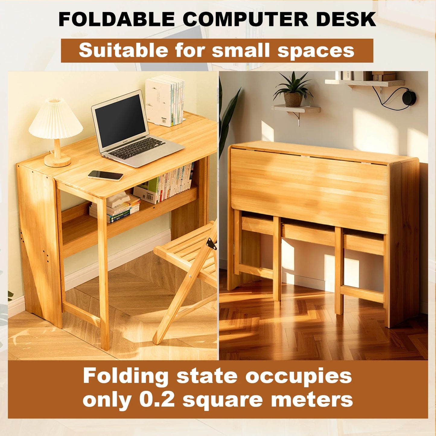Folding Desk Table Multipurpose Space Saving Foldable Workstation Home Office