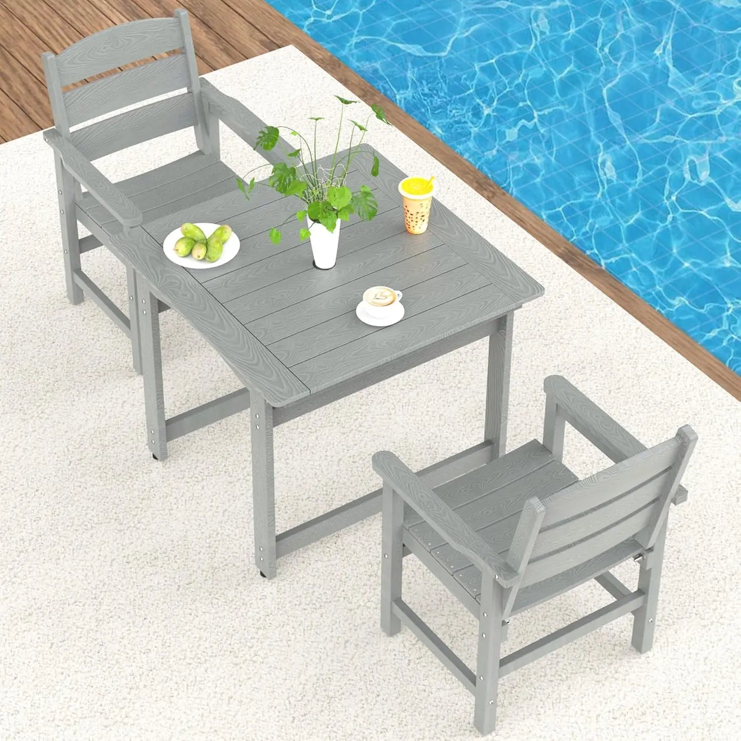 HIPS Patio Dining Set With Umbrella Hole And Weatherproof Table