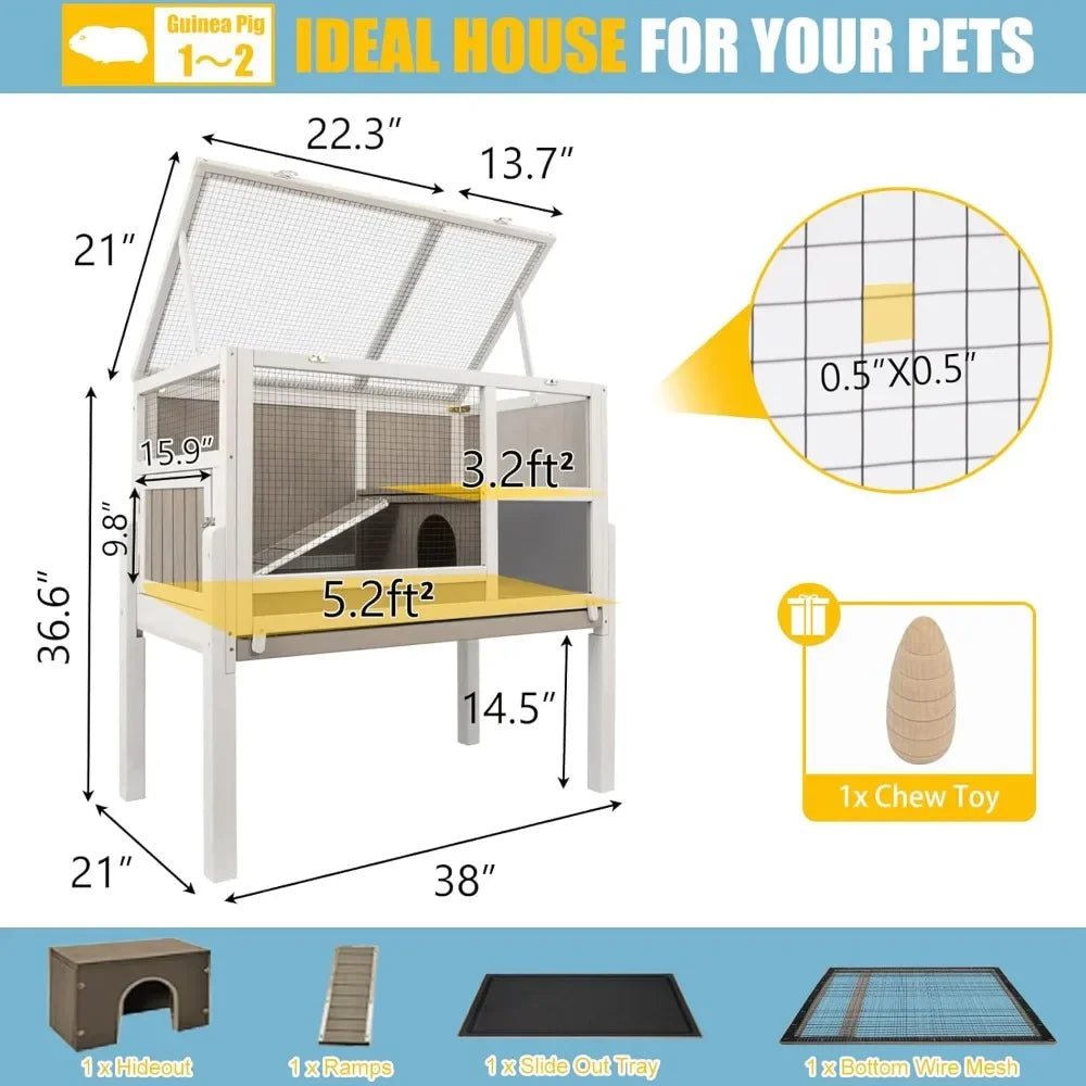 Guinea Pig Cage With Stand Ramp Indoor Small Animal Habitat