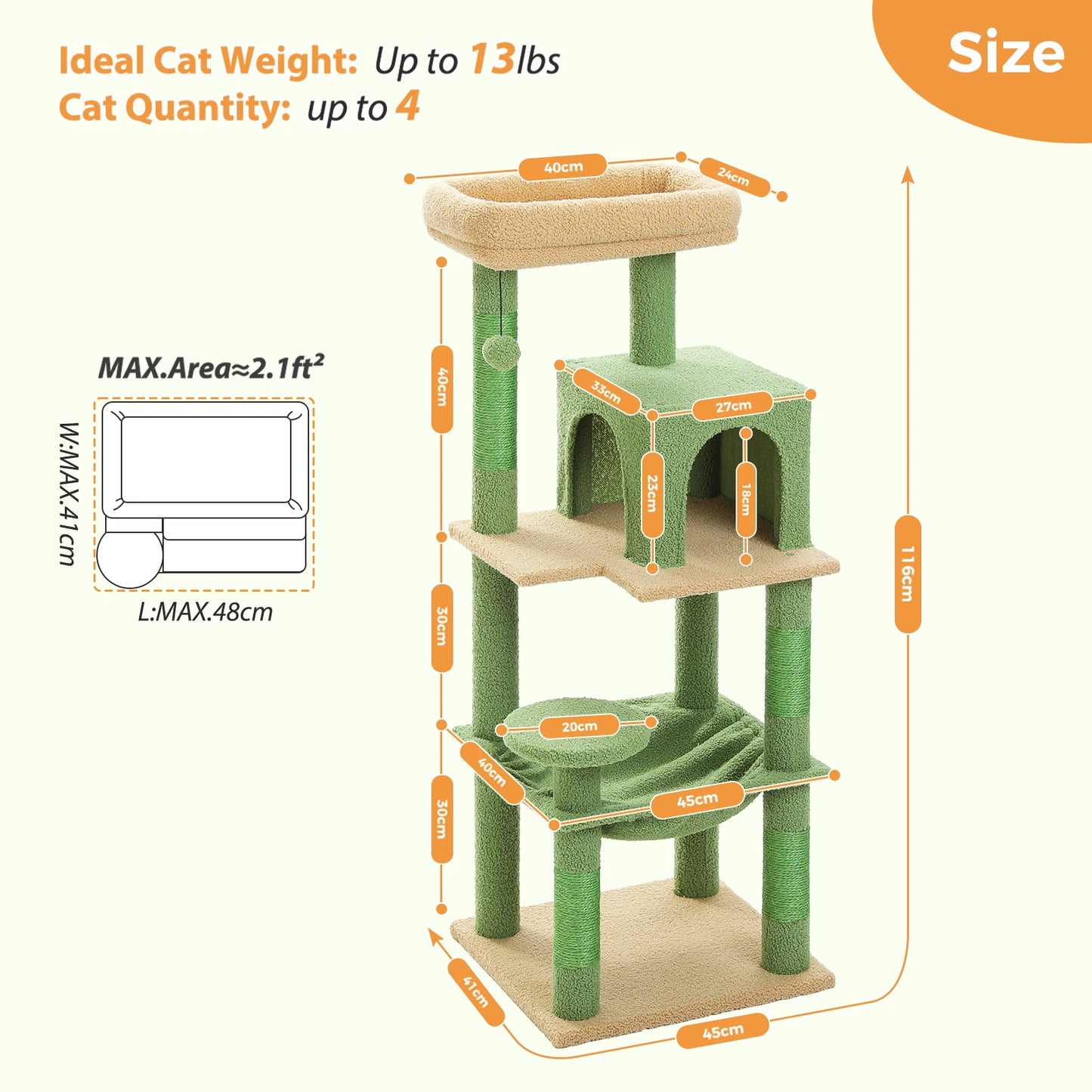 PETEPELA 5-Level Cat Tree For Indoor Cats With Metal Frame