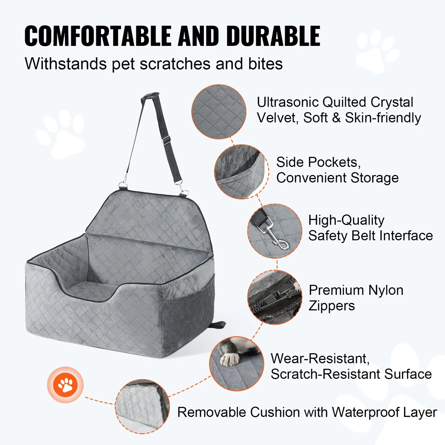 SucceBuy Dog Car Booster Seat With Storage Pocket