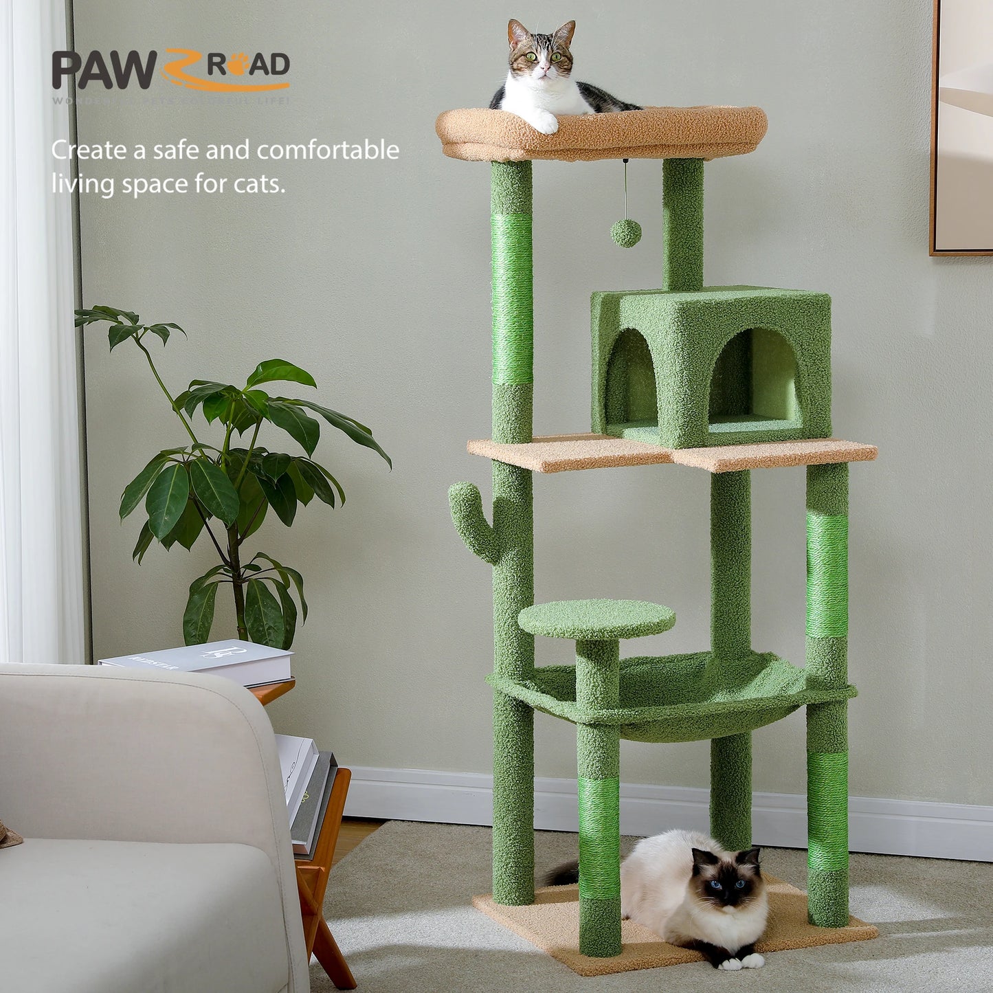 PAWZ Road Cat Tree Indoor Multi Level Tower With Hammock Sisal Scratching Posts