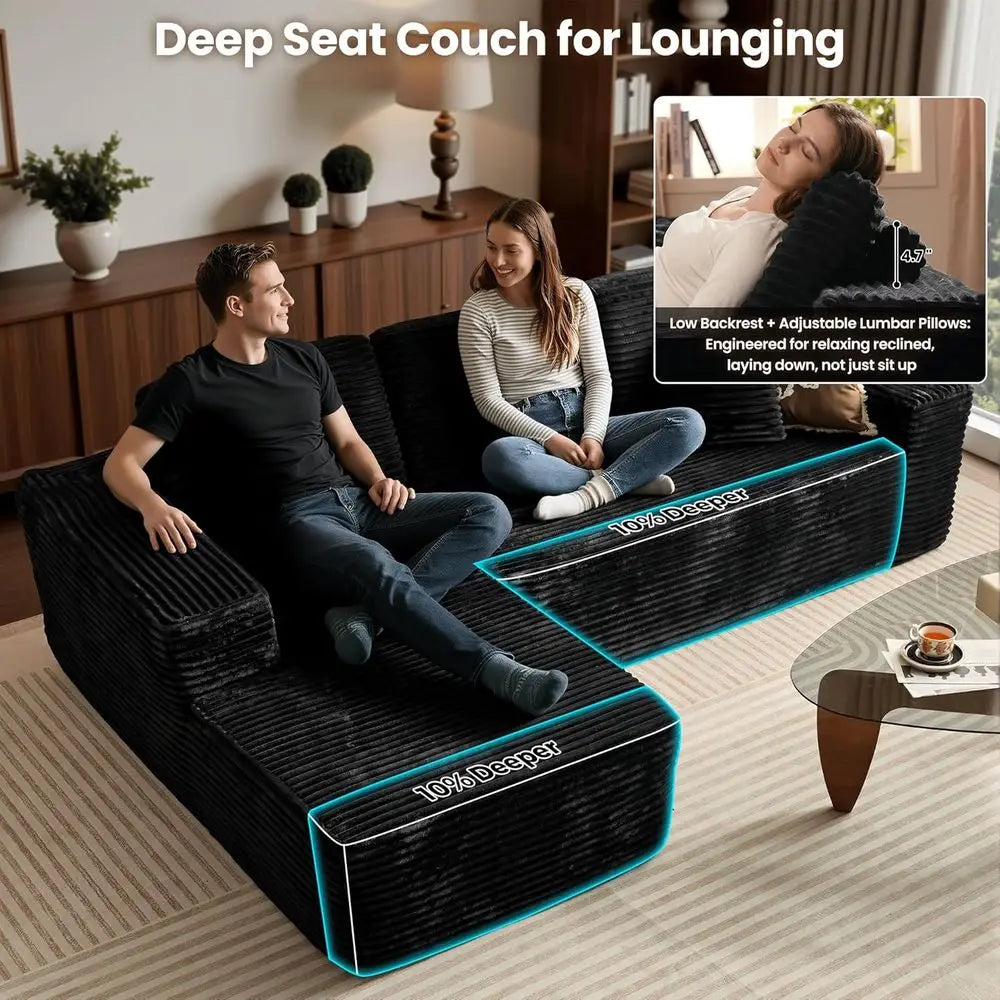 Corduroy Deep Seating Sofa For Living Room And Lounge