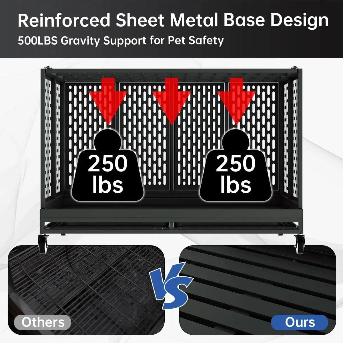 Ufsagcg Heavy Duty Folding Dog Crate With Wheels For Large Dogs