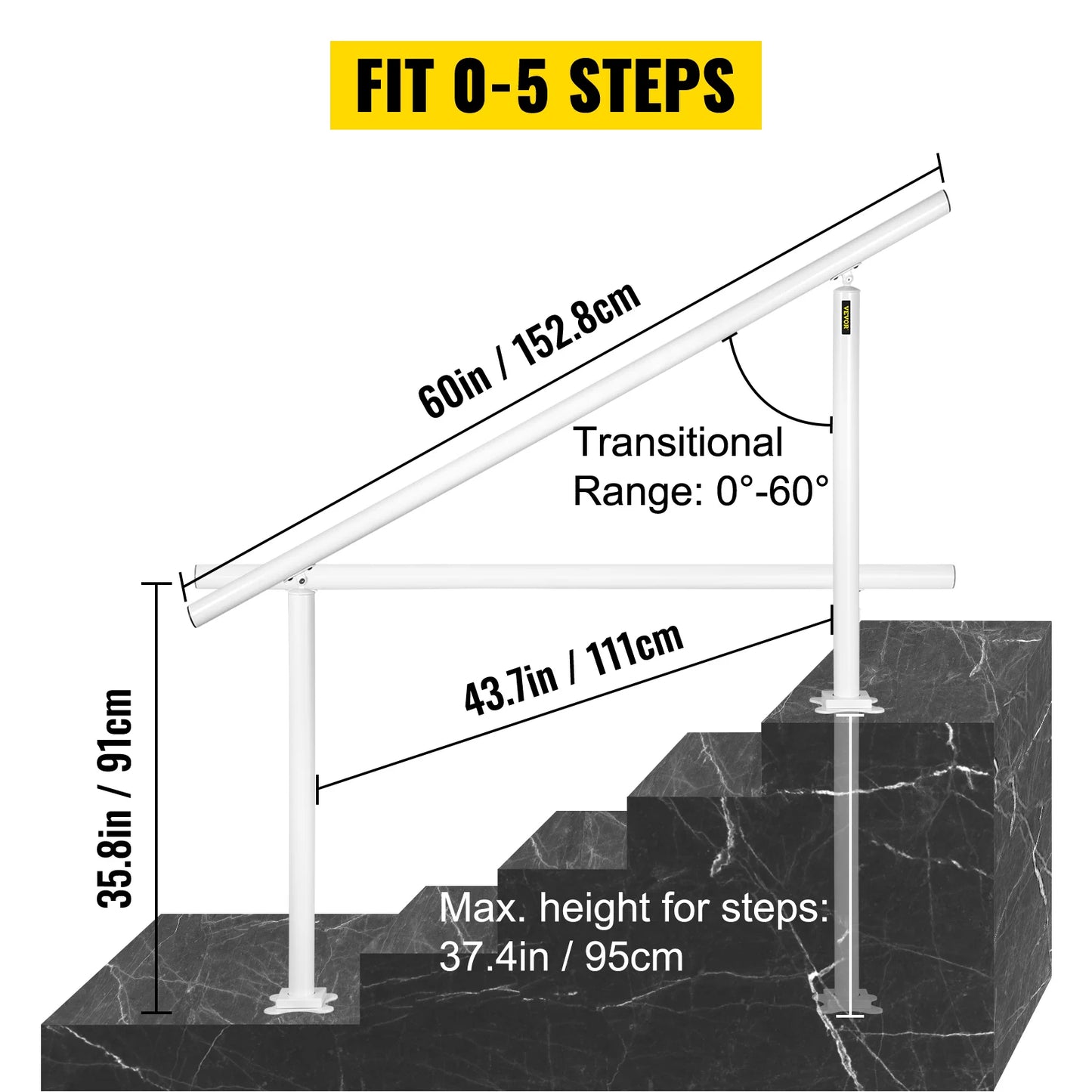 Outdoor Aluminum Stair Handrail Kit With Installation Hardware