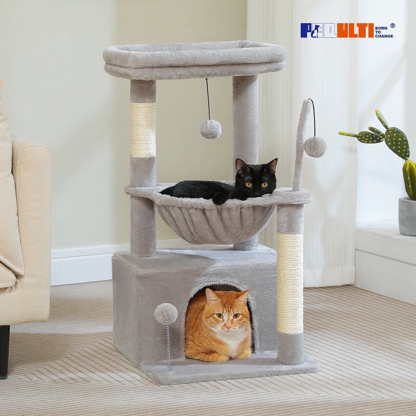 PAWZ Road 4-In-1 Cat Tree With Large Condo And Hammock