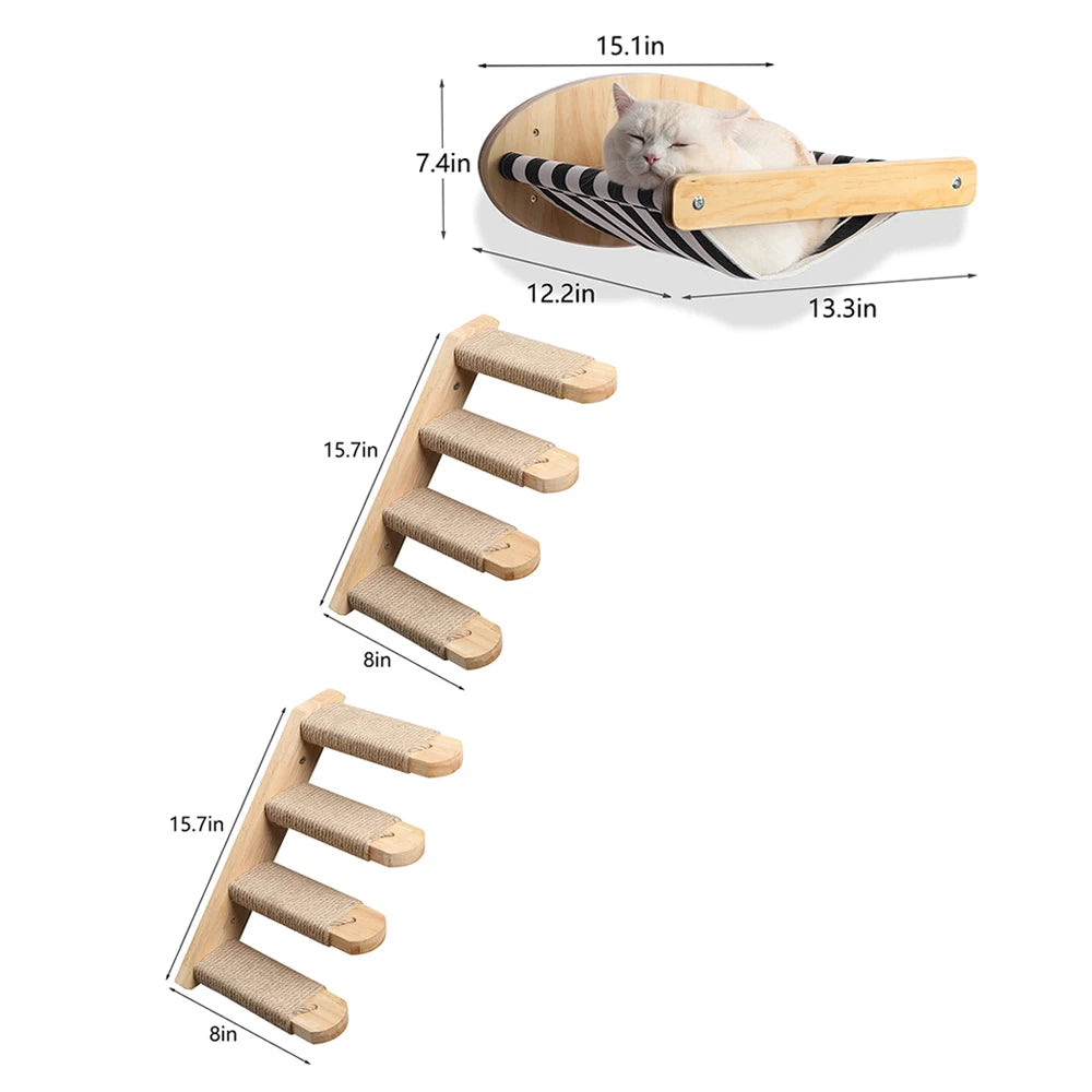 PETRAVEL Cat Hammock and Wall Mounted Scratching Posts Set