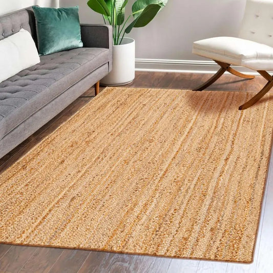 Hand Woven Jute Braided Rug Natural Boho Entryway Decor