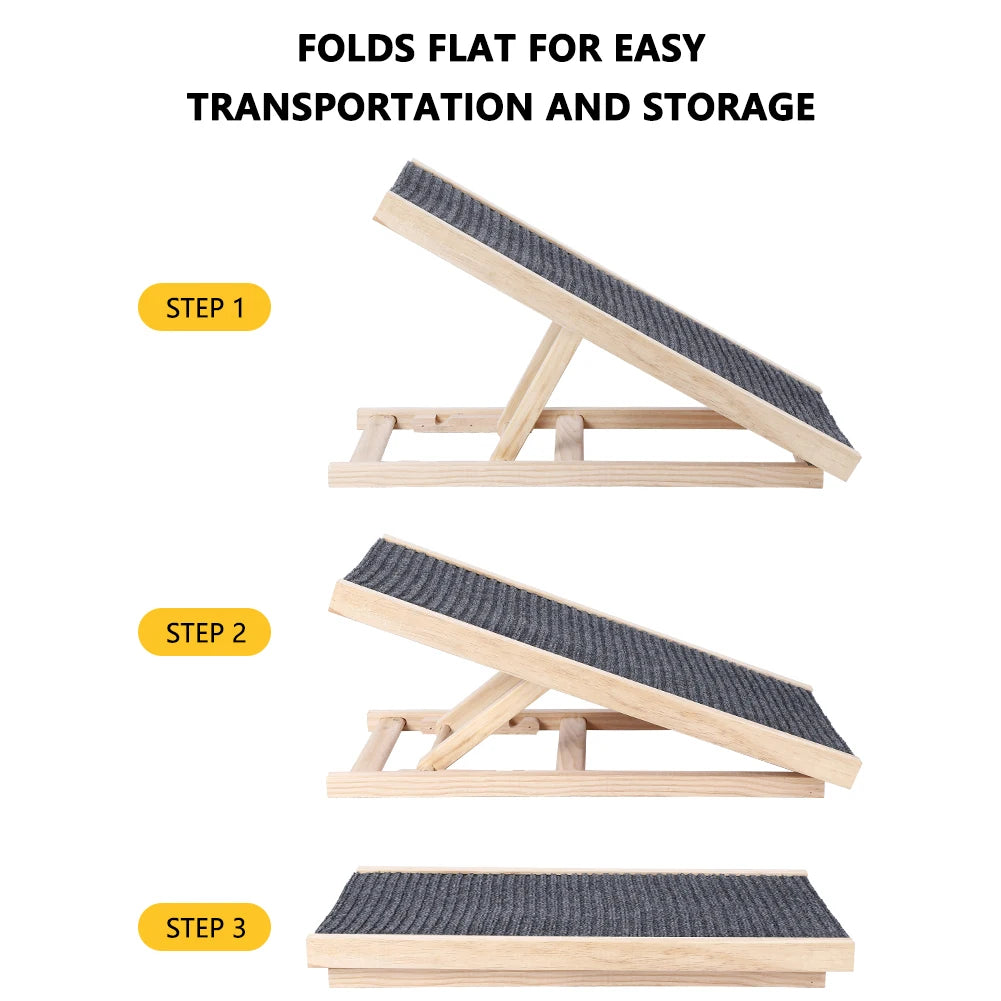 HiMISSDog Door Adjustable Folding Dog Ramp With Anti Skid