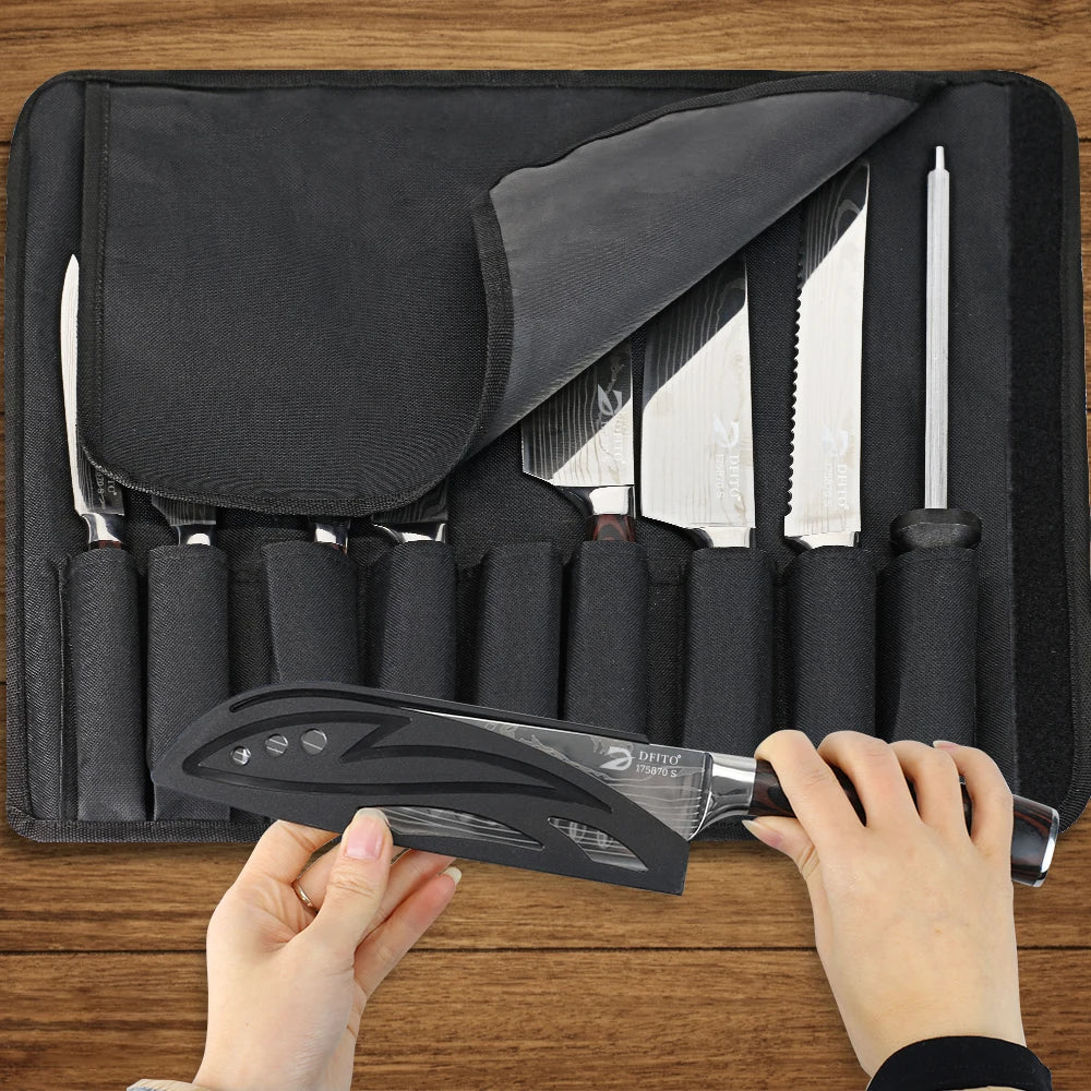 Kitchen Knife Set Stainless Steel Chef Santoku Cleaver Utility