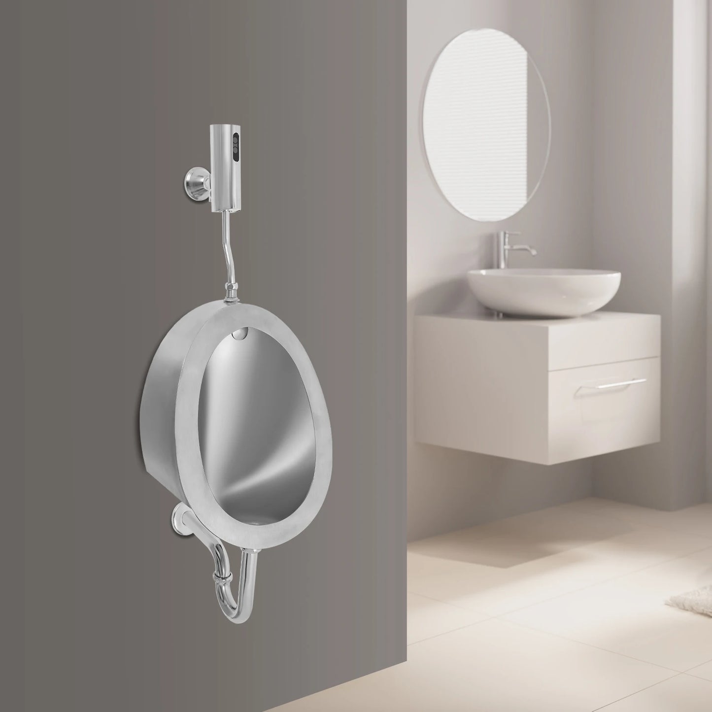 Stainless Steel Wall Mounted Sensor Urinal For Commercial Restrooms