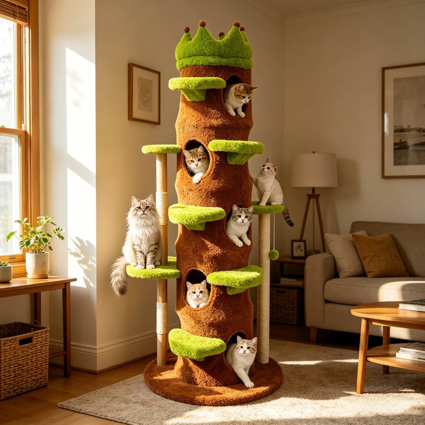 Indoor Cat Tree Tower With Cat Condo And Multi Tier