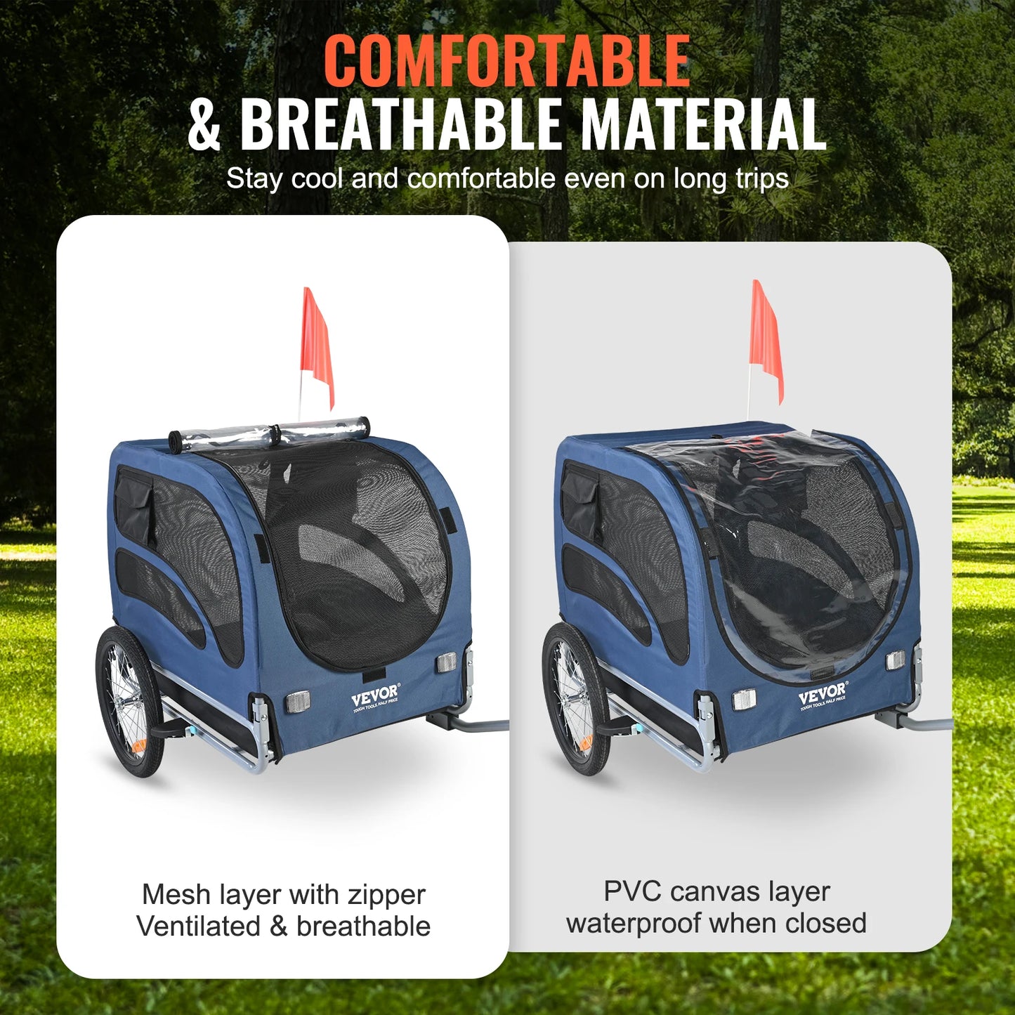 Dog Bike Trailer Carrier 100lbs Pet Cart With Reflectors And Flag