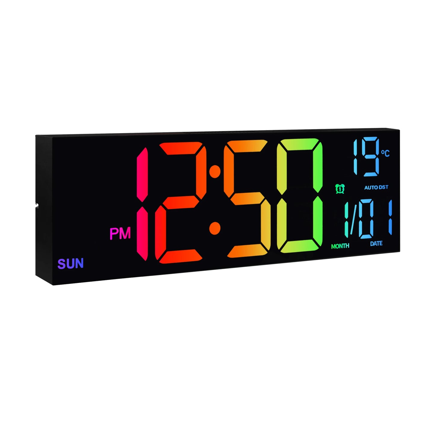 Digital Wall Clock With LED Display Remote Alarm DST Temperature