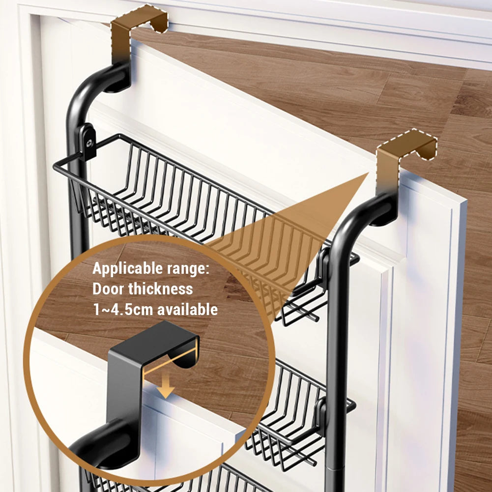 HiMIS Over the Door Storage Organizer Metal Hanging Shelf Adjustable Basket