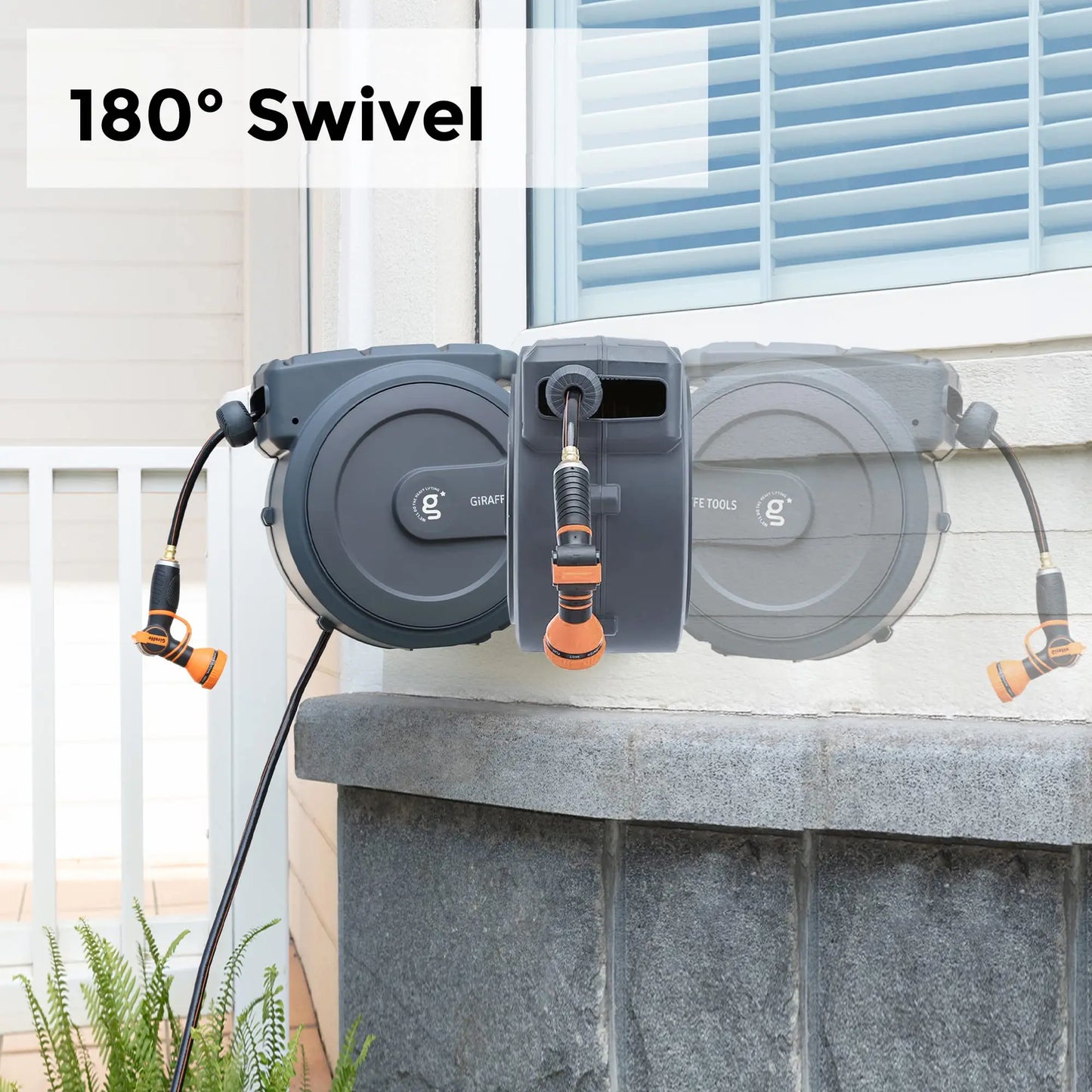 Giraffe Tools Retractable Hose Reel Automatic Rewind Wall Mounted