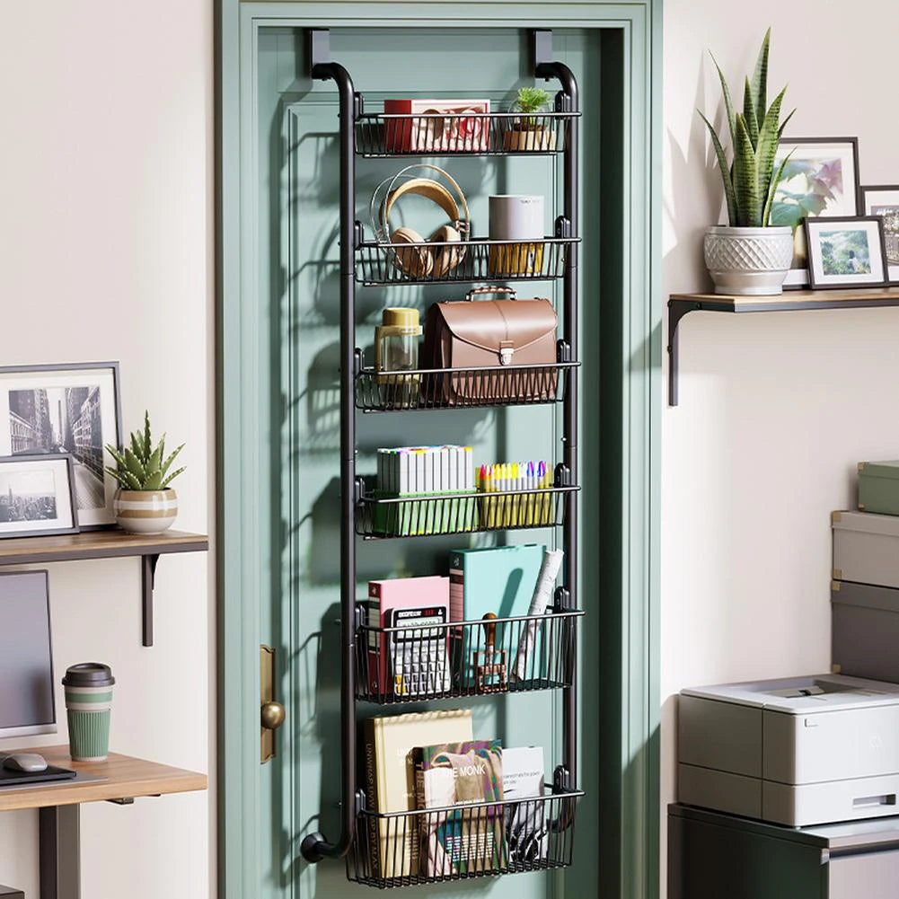 HiMIS Over the Door Storage Organizer Metal Hanging Shelf Adjustable Basket