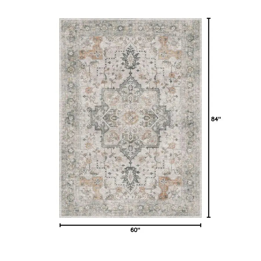 Dini Machine Washable Non Slip Vintage Chenille Area Rug