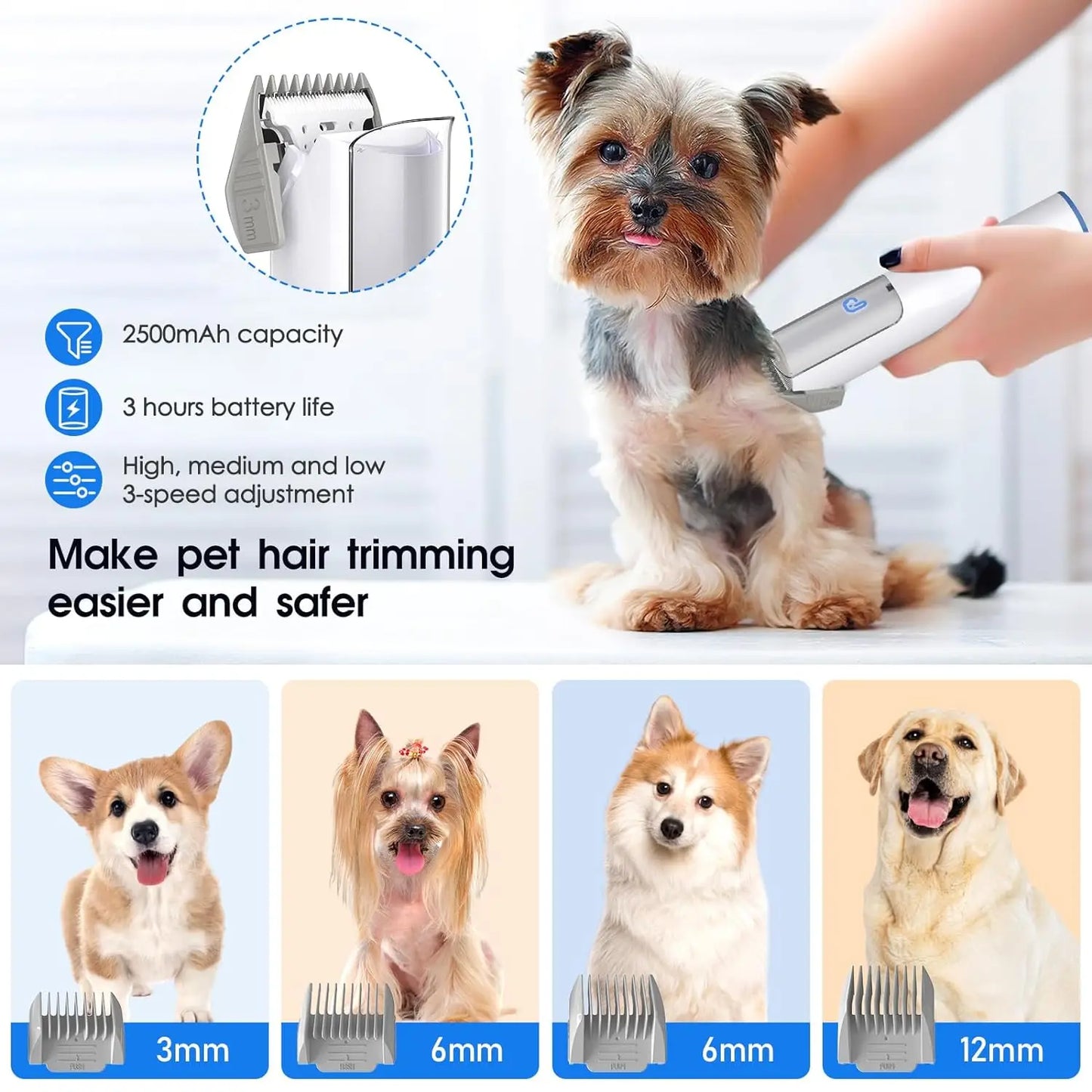 HiMISS Dog Grooming Kit With 2L Vacuum Suction
