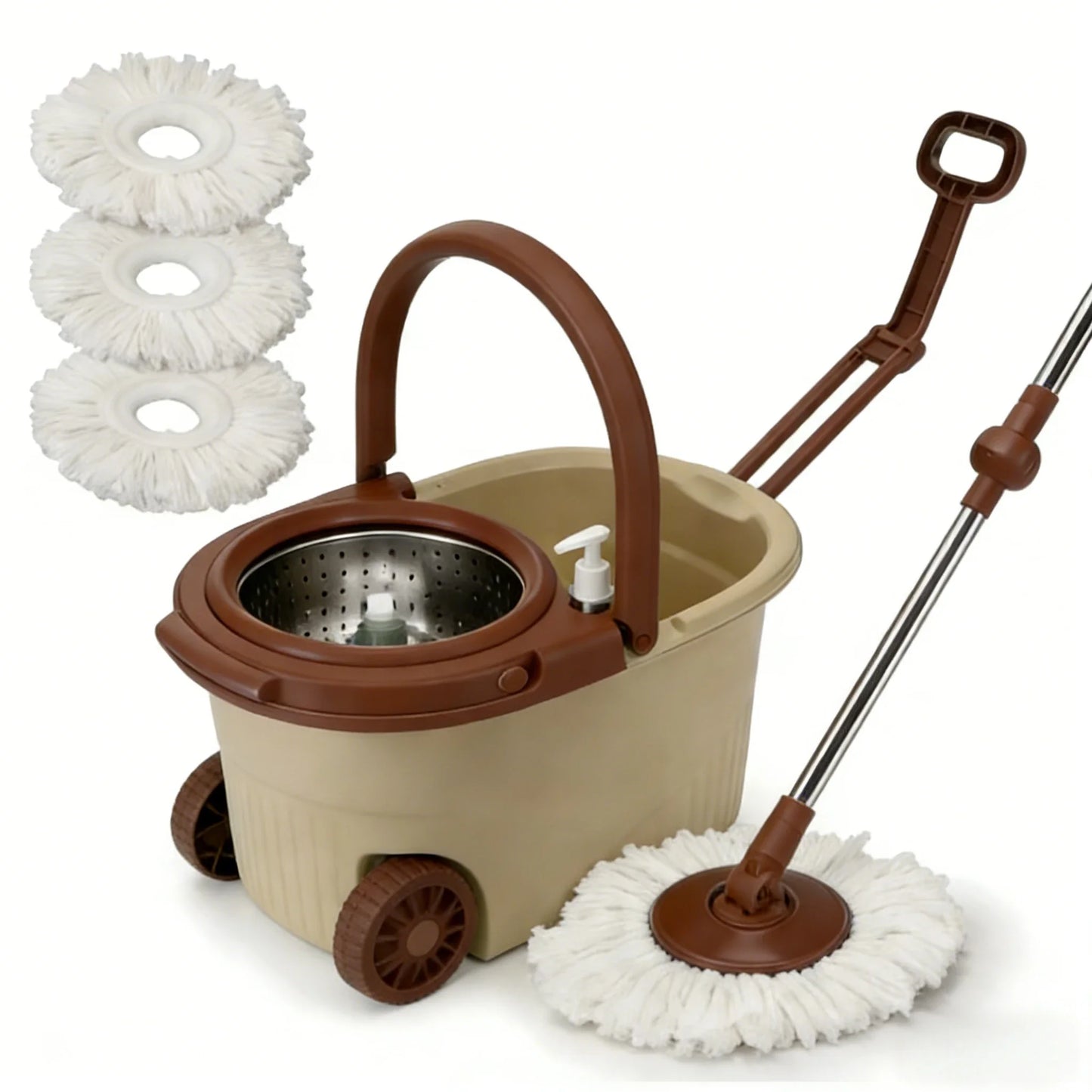 AEHOMECN Heavy Duty Spin Mop And Bucket Set With 360 Degree Rotating Mop Heads