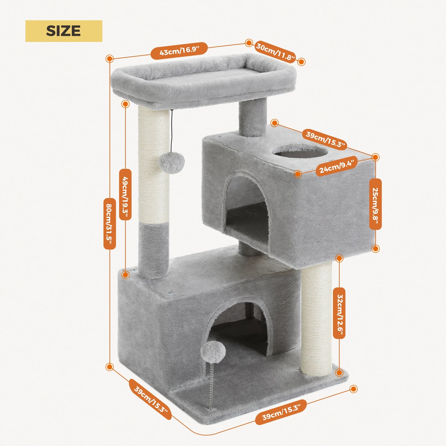 PAWZ Road Multi-Level Cat Tree Indoor Cat Tower With Condos Sisal Scratching Pad