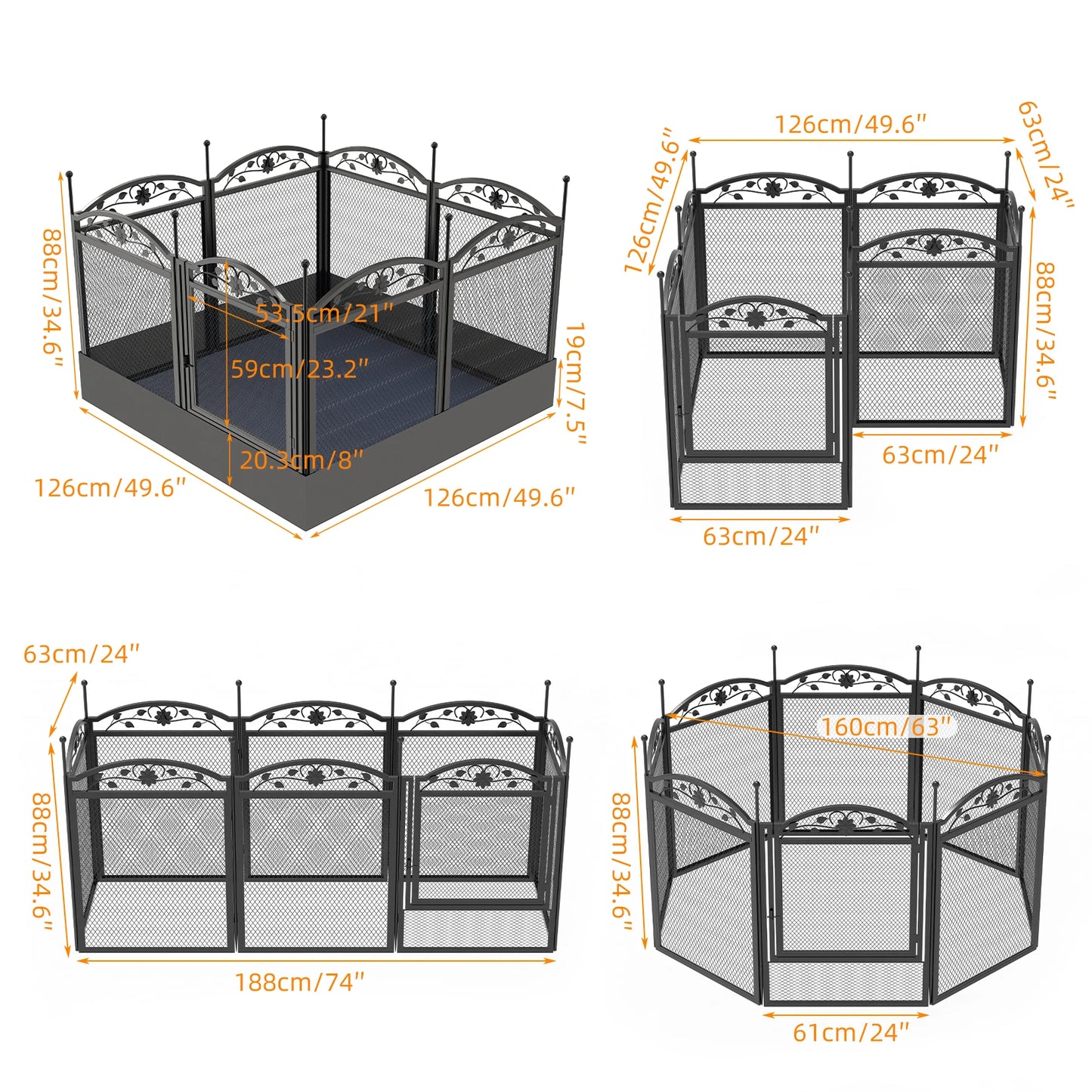 BINGOPAW 8-Panel Heavy-Duty Dog Playpen with Waterproof Pad
