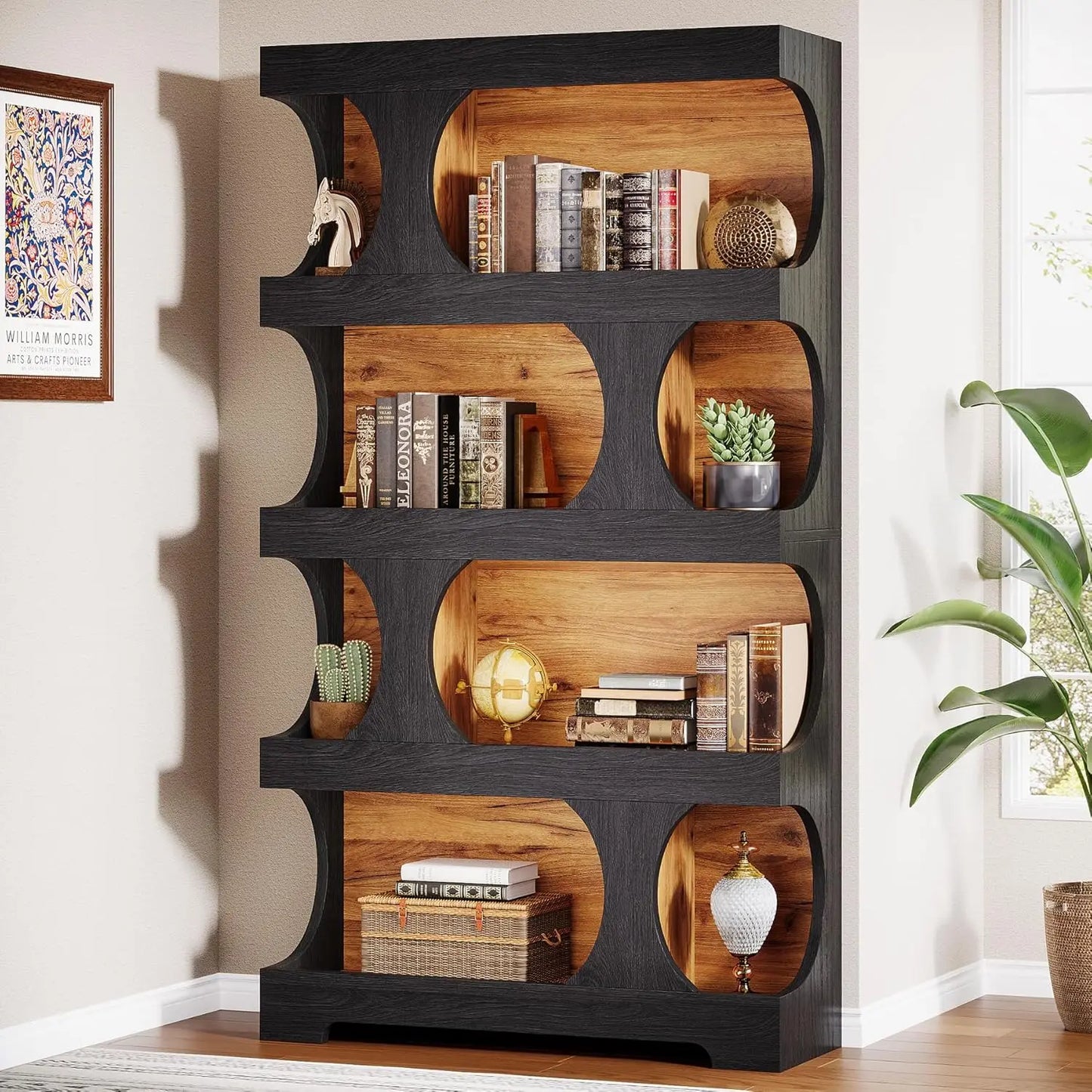 Little Tree Modern Asymmetrical Bookshelf Freestanding Display Shelf Home Office