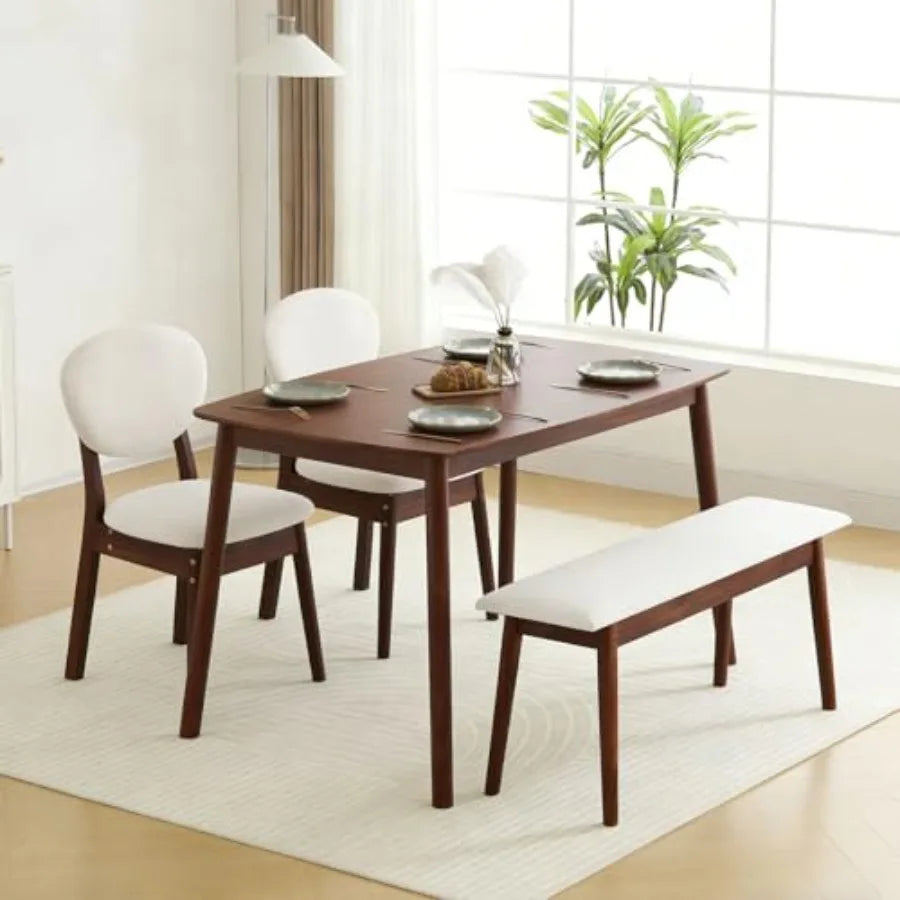 SHXI Wood Dining Table Set For Four Mid Century Modern