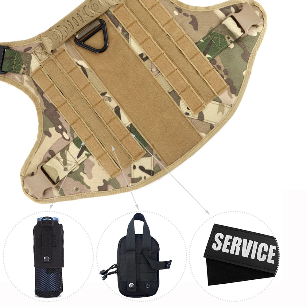 PETRAVELCN Tactical Dog Harness Vest For Large Dogs No Pull
